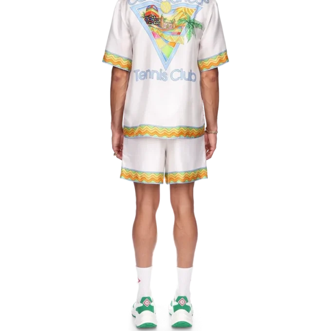 Afro Cubism Tennis Club silke-skjorte