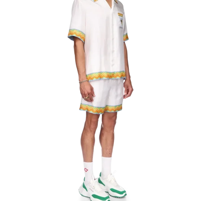 Afro Cubism Tennis Club silke-skjorte