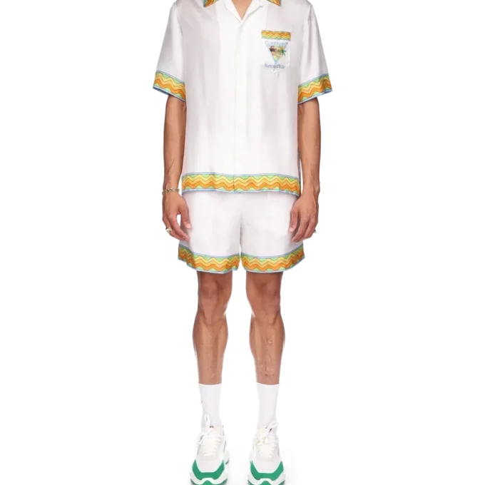 Afro Cubism Tennis Club silke-skjorte