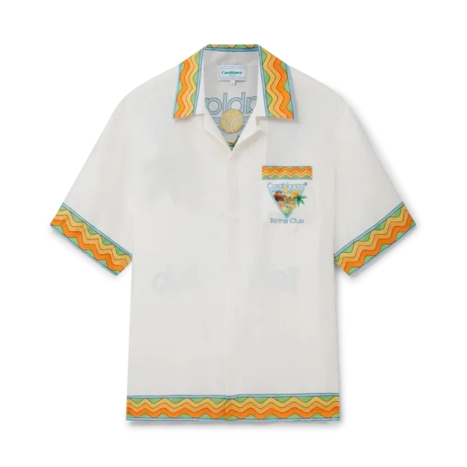 Afro Cubism Tennis Club silke-skjorte