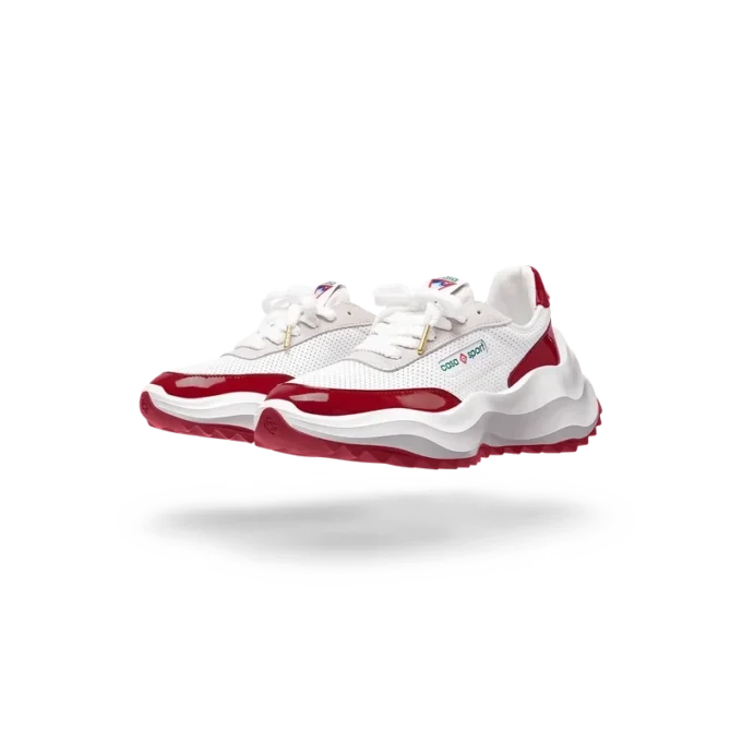 Atlantis hvit og haute rød sneaker for kvinner