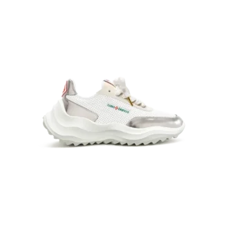 Atlantis hvite og kromfargede sneakers for kvinner