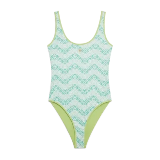 Badedrakt med bølget monogram