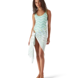 Badedrakt med bølget monogram