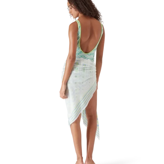 Badedrakt med bølget monogram