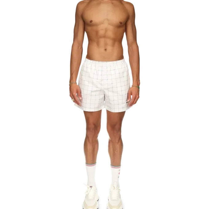 Badehose med tennisrutemønster