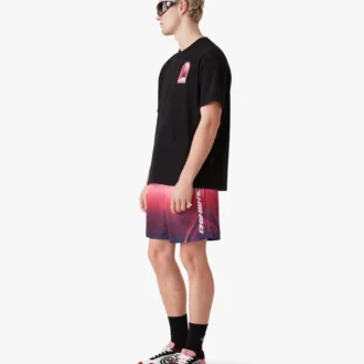 Badeshorts med auberginefarget gradienttrykk