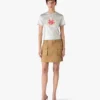 Beige miniskjørt i bomull med lommer