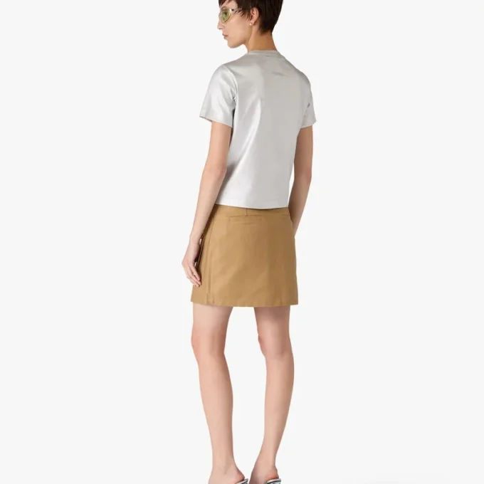 Beige miniskjørt i bomull med lommer