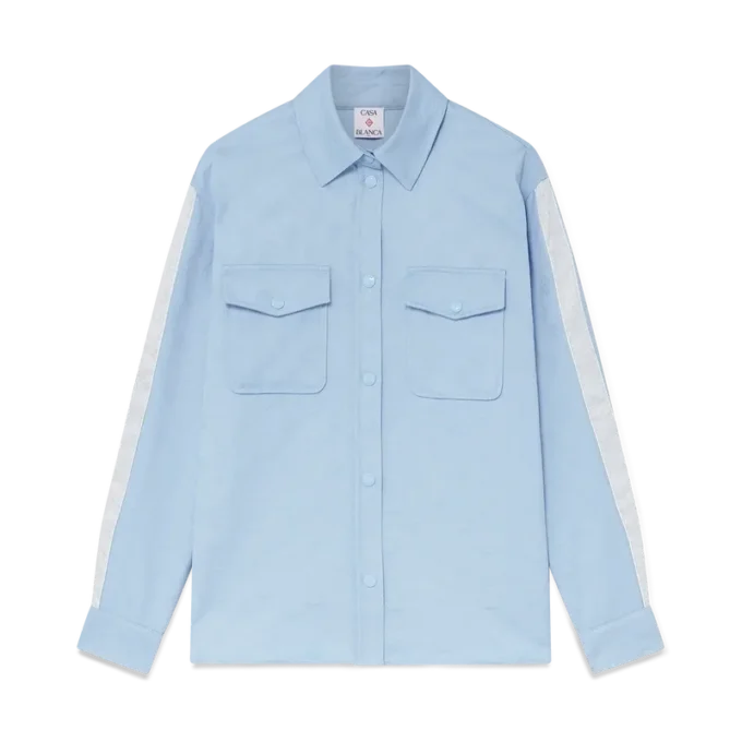 Blå langermet skjorte med monogram