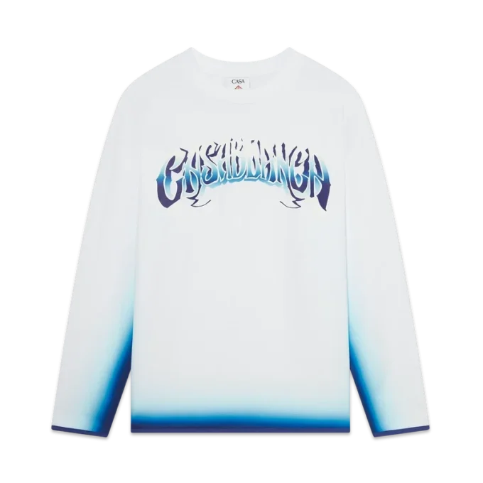 Blå langermet T-skjorte