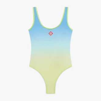 Blå og gul badedrakt med fargegradient