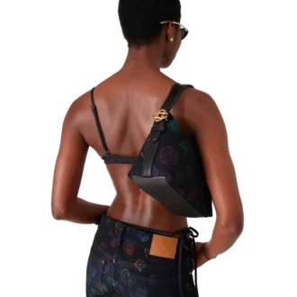 Blå skinnveske med logo