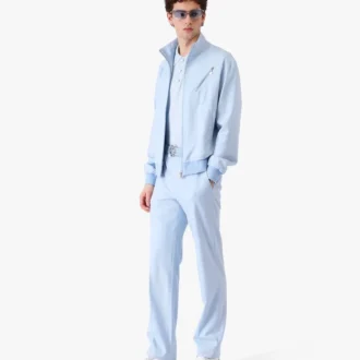 Blå skreddersydde jacquardbukser med Monogram