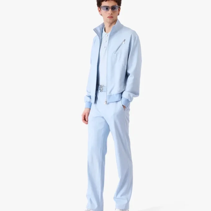 Blå skreddersydde jacquardbukser med Monogram