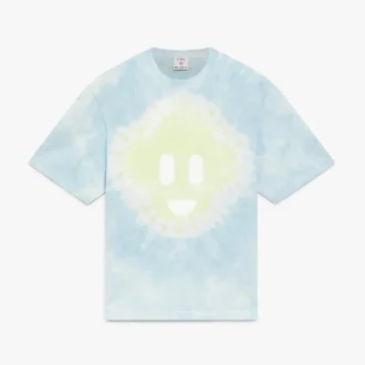 Blå tie-dye-oversized Cc Smile-T-skjorte med korte shorts