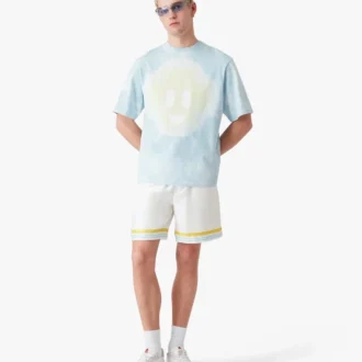 Blå tie-dye-oversized Cc Smile-T-skjorte med korte shorts