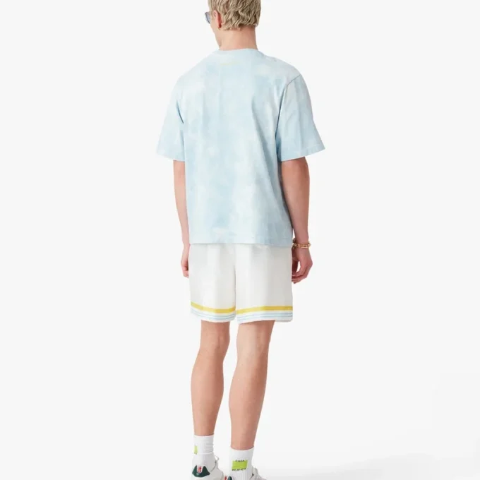 Blå tie-dye-oversized Cc Smile-T-skjorte med korte shorts
