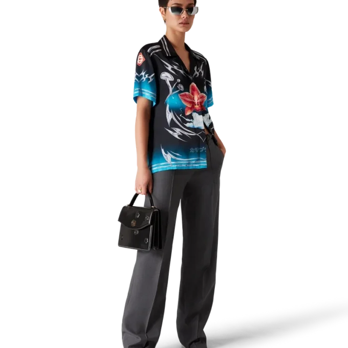 Blades kortærmede skjorter i silkesatin