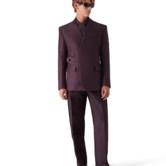 Blend skreddersydde bukser i ull og silke med sidestripe