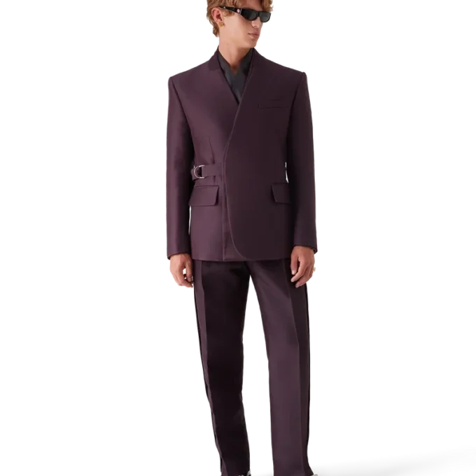 Blend skreddersydde bukser i ull og silke med sidestripe