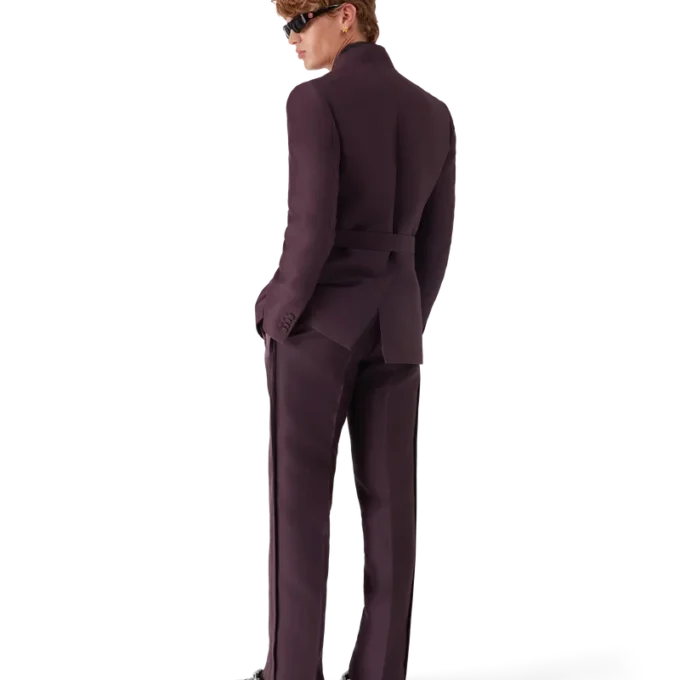 Blend skreddersydde bukser i ull og silke med sidestripe