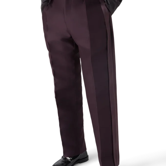 Blend skreddersydde bukser i ull og silke med sidestripe