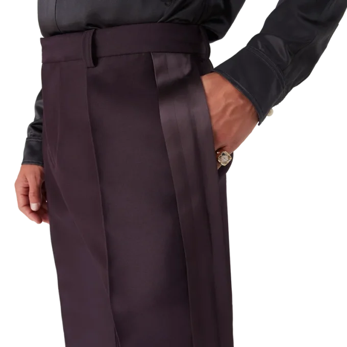 Blend skreddersydde bukser i ull og silke med sidestripe