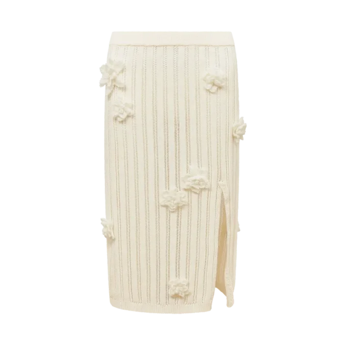 Blomstret strikket skjørt