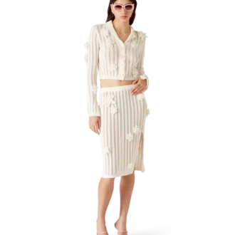 Blomstret strikket skjørt