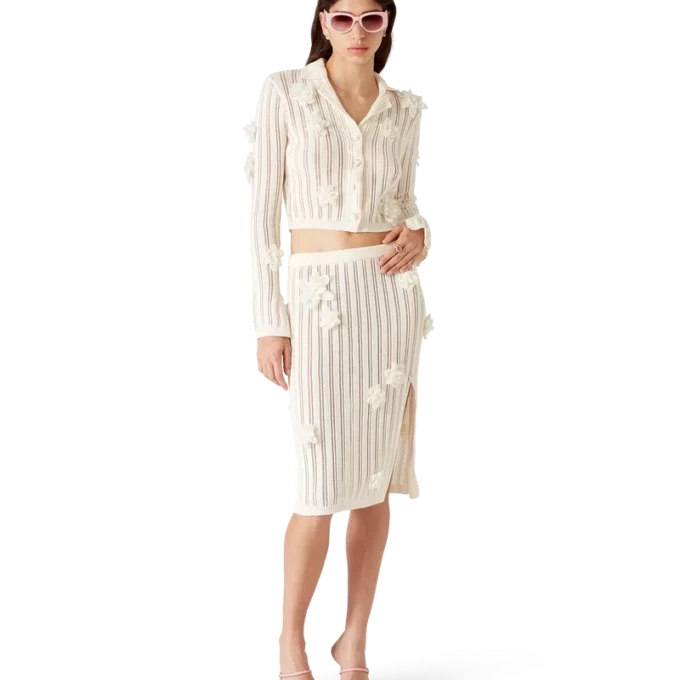 Blomstret strikket skjørt