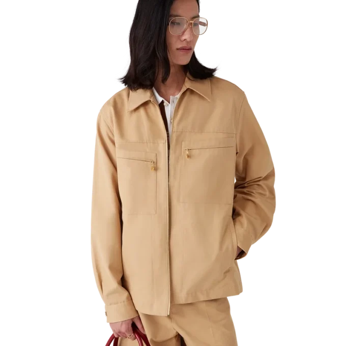 Bomullsjakke med glidelås