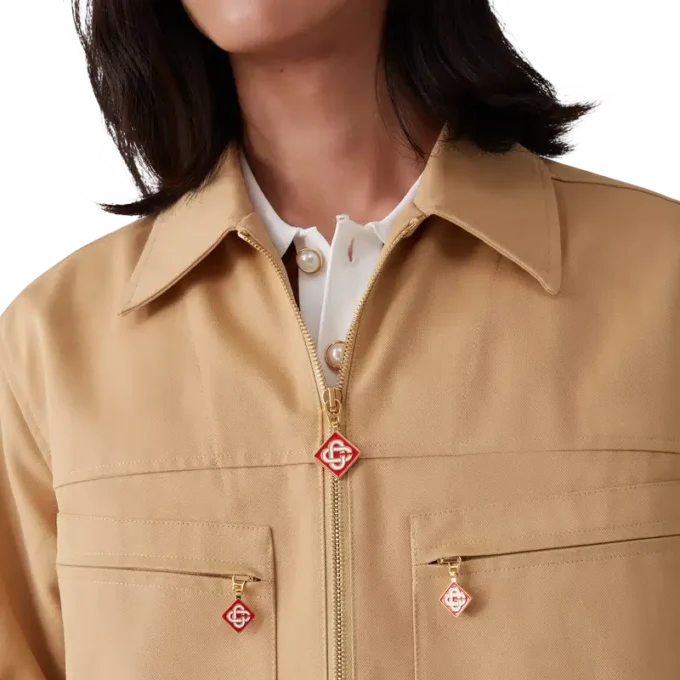 Bomullsjakke med glidelås