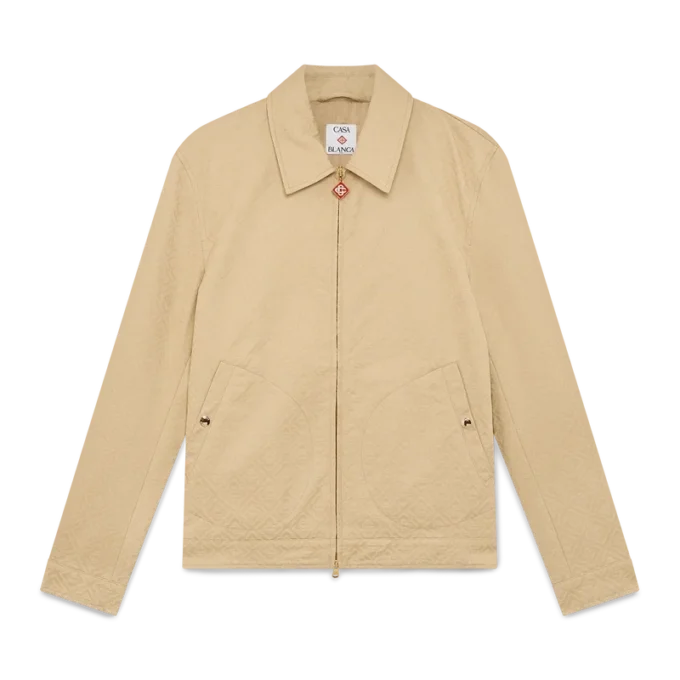 Bomullsjakke med monogramjacquard