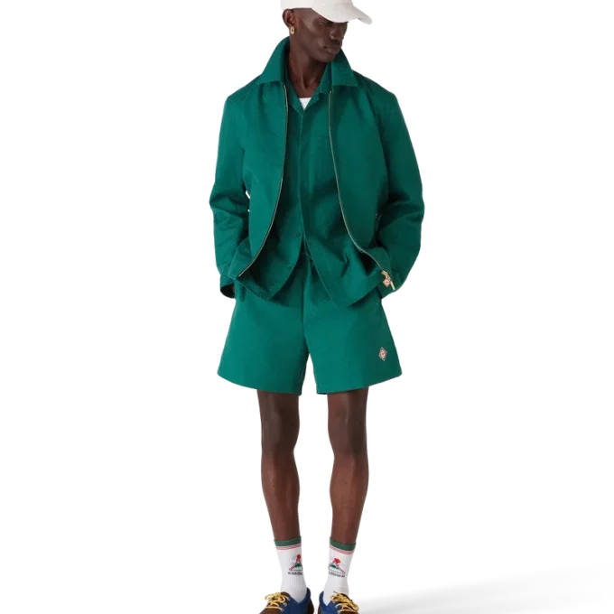 Bomullsjakke med monogramjacquard