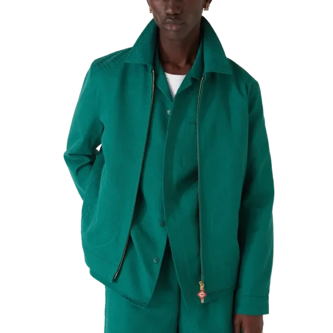 Bomullsjakke med monogramjacquard