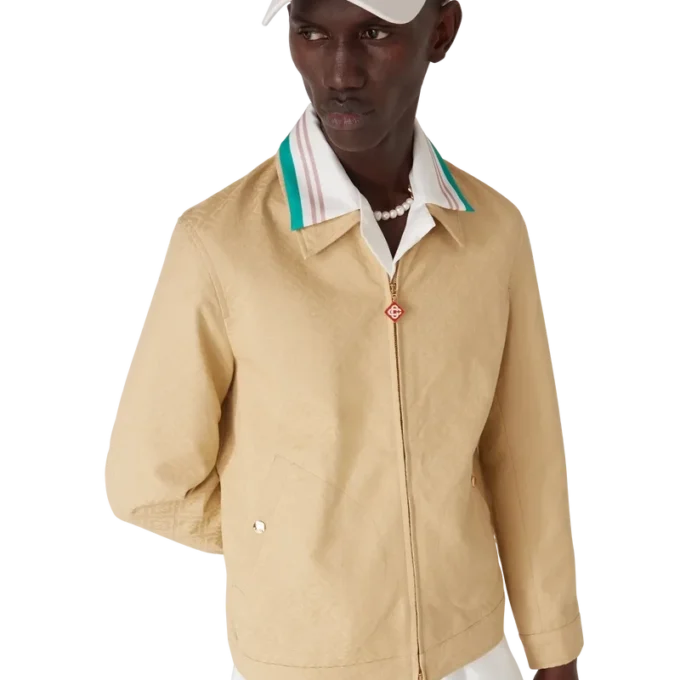 Bomullsjakke med monogramjacquard