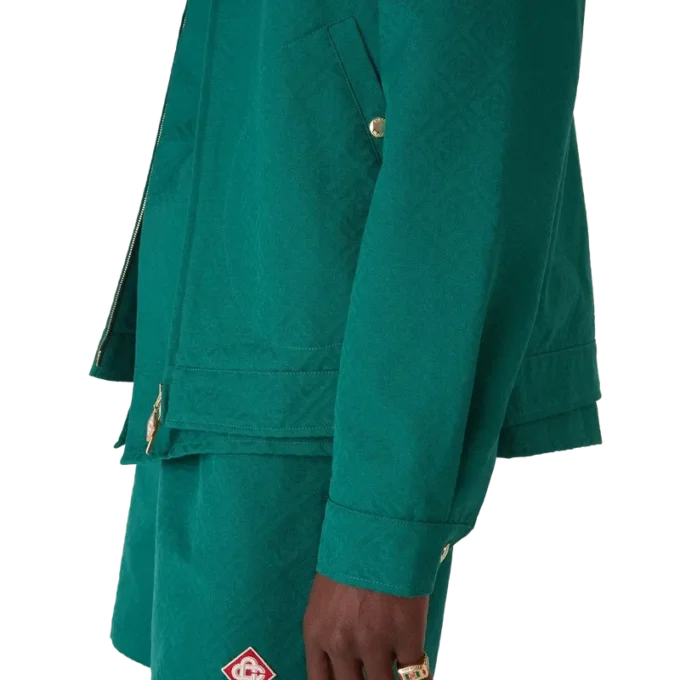 Bomullsjakke med monogramjacquard