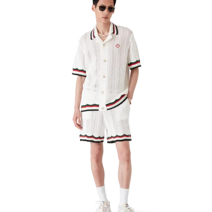 Bomullsshorts med chevronmønster