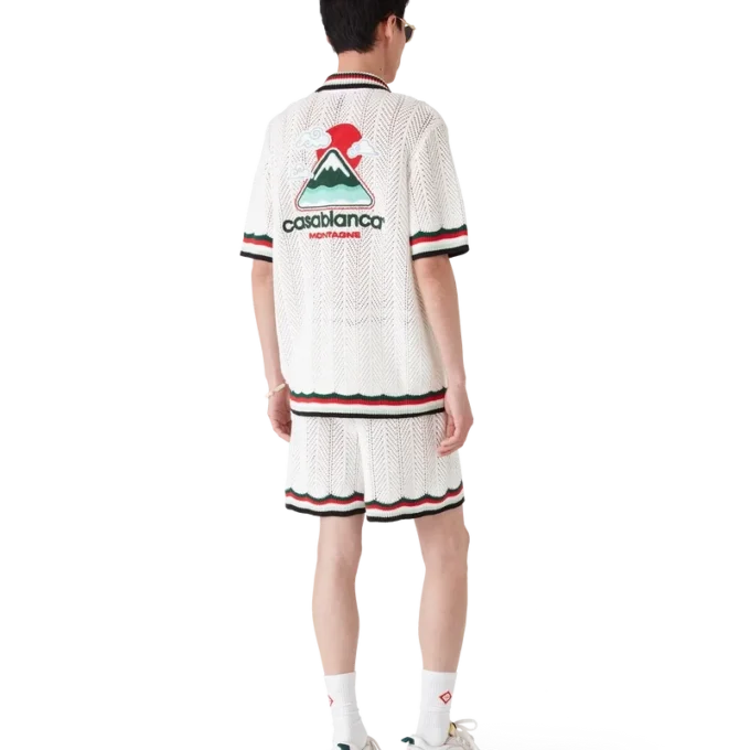 Bomullsshorts med chevronmønster