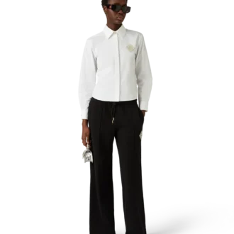 Bomullsskjorte med perle-diamant-patch