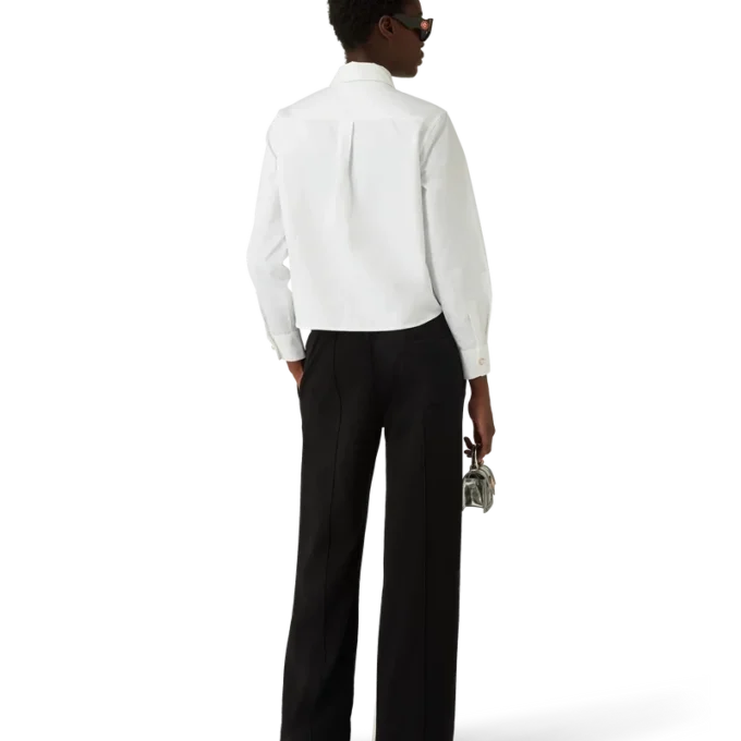 Bomullsskjorte med perle-diamant-patch