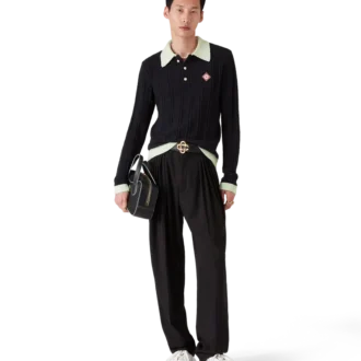 Bouclé-pique-skjorte med lange ermer