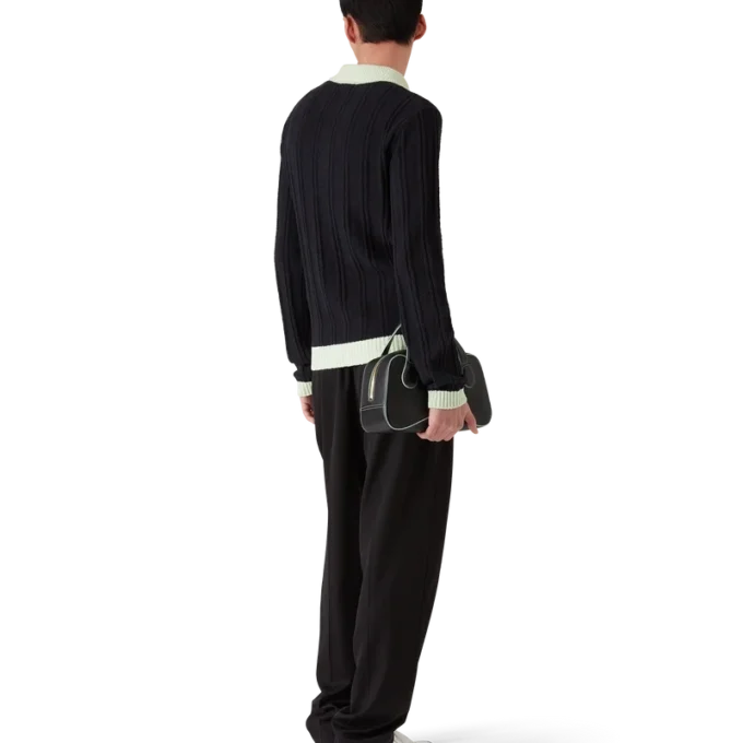 Bouclé-pique-skjorte med lange ermer