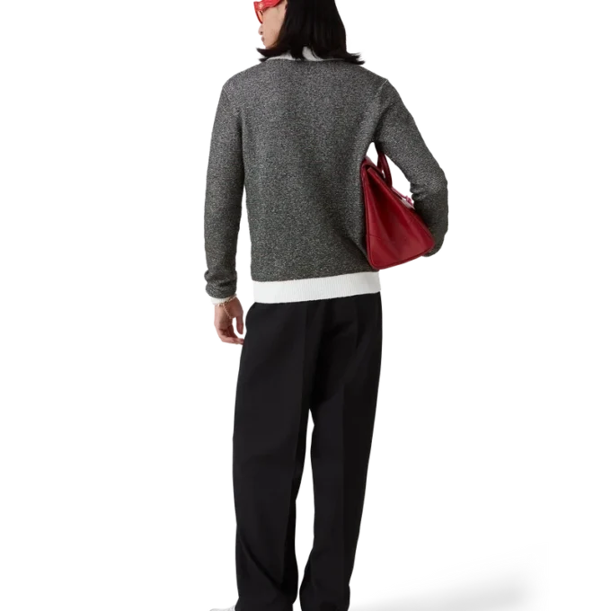 Boucle-stripet langermet pique-skjorte Boucle-stripet langermet pique-skjorte