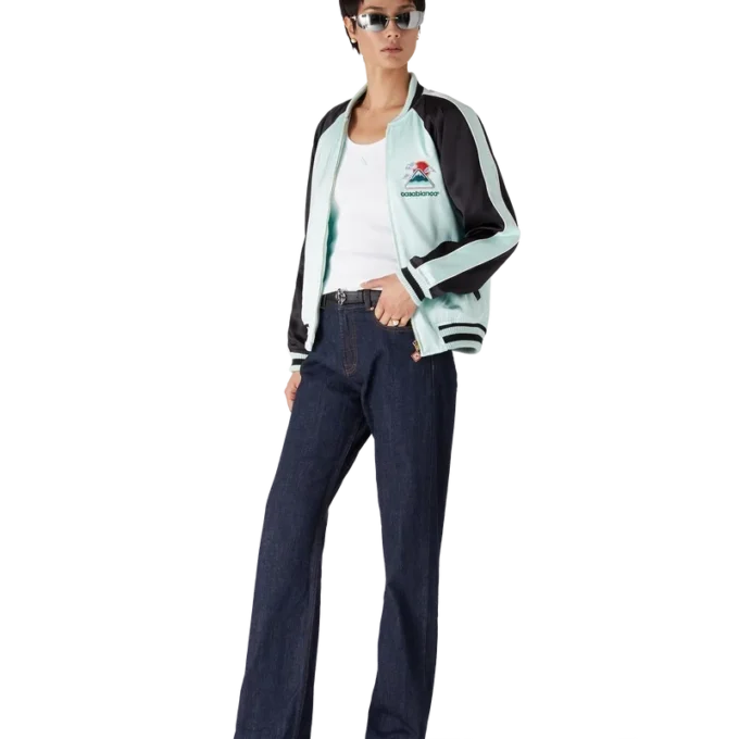 Brodert bomberjakke i sateng