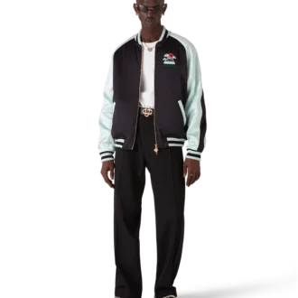 Brodert bomberjakke i sateng