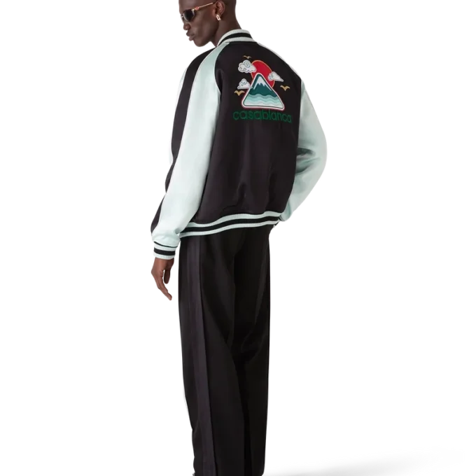 Brodert bomberjakke i sateng