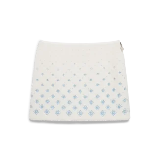 Broderte fleece-miniskjørt med monogram i fargegradient