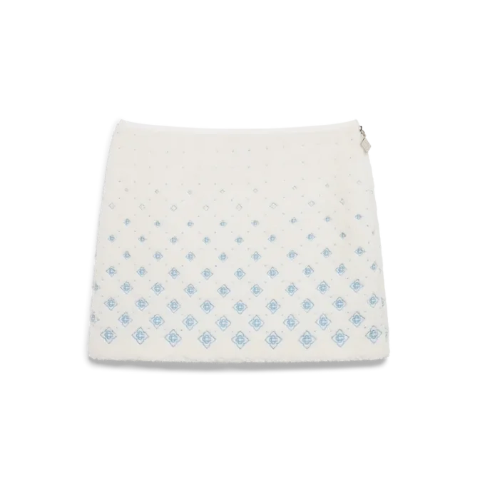 Broderte fleece-miniskjørt med monogram i fargegradient